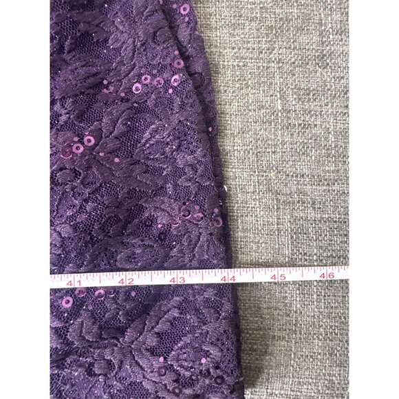 Purple Plum Lace & Sequin Long Dress Gown w/ Sheer Capelet R&M Richards Size 8 - Picture 12 of 12